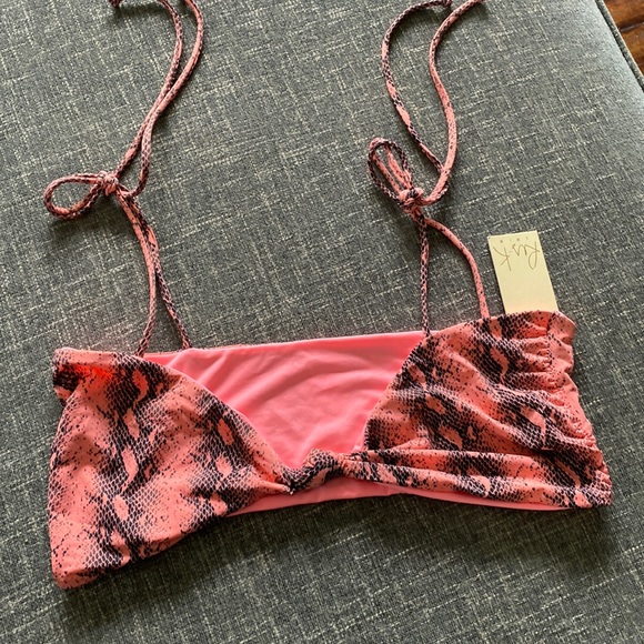 2 For $10 Ris-K Snakeskin Print Bikini Top - Picture 1 of 6